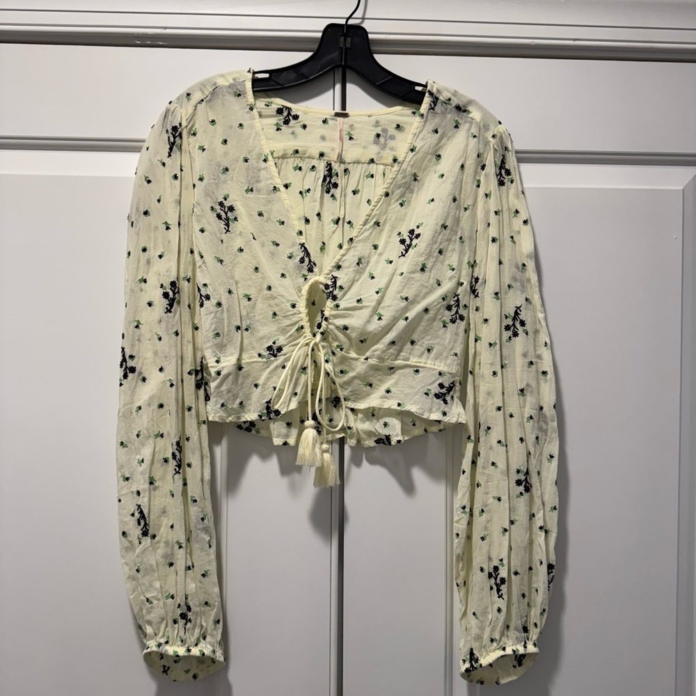 Free People Cream Floral Blouse
